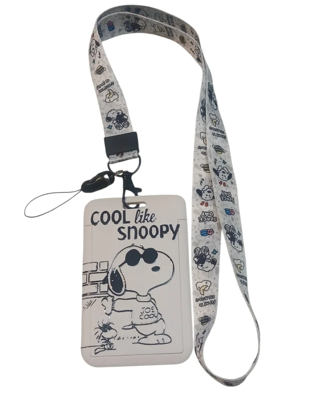 Peanuts - NWT, Joe Cool & Woodstock  Lanyard, Adjustable Strap, See Thru ID hold